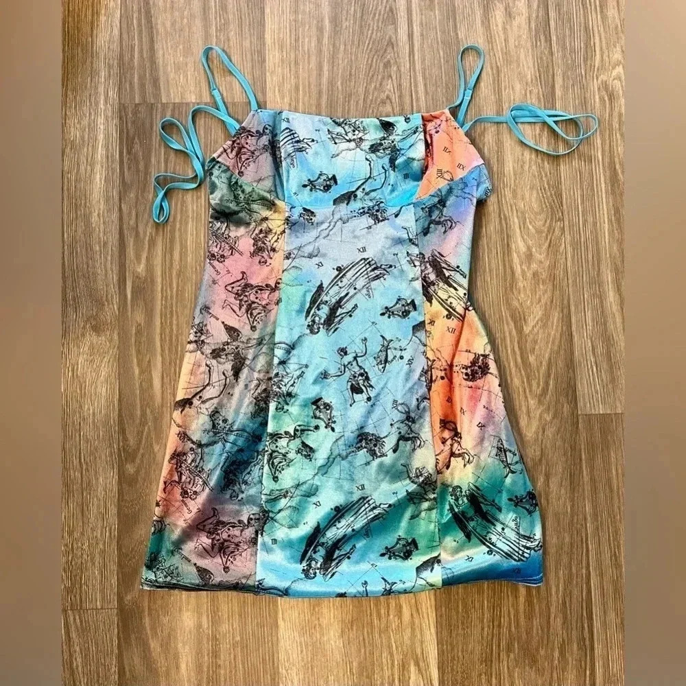 Urban Outfitters Dawn Velvet Rainbow Slip Dress Size MEDIUM